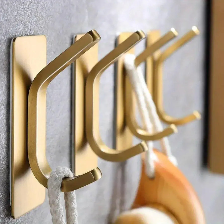 4pcs Stainless Steel Adhesive Hook Towel Hook Bathroom Kitchen Door Coat Hook - Silver