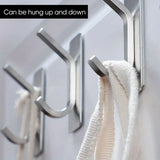 4pcs Stainless Steel Adhesive Hook Towel Hook Bathroom Kitchen Door Coat Hook - Silver - Extra Image