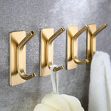 4pcs Stainless Steel Adhesive Hook Towel Hook Bathroom Kitchen Door Coat Hook - Silver - Extra Image