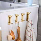 4pcs Stainless Steel Adhesive Hook Towel Hook Bathroom Kitchen Door Coat Hook - Silver - Extra Image