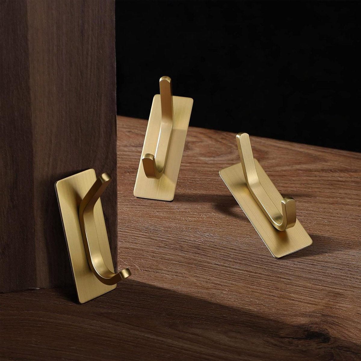 4pcs Stainless Steel Adhesive Hook Towel Hook Bathroom Kitchen Door Coat Hook - Silver