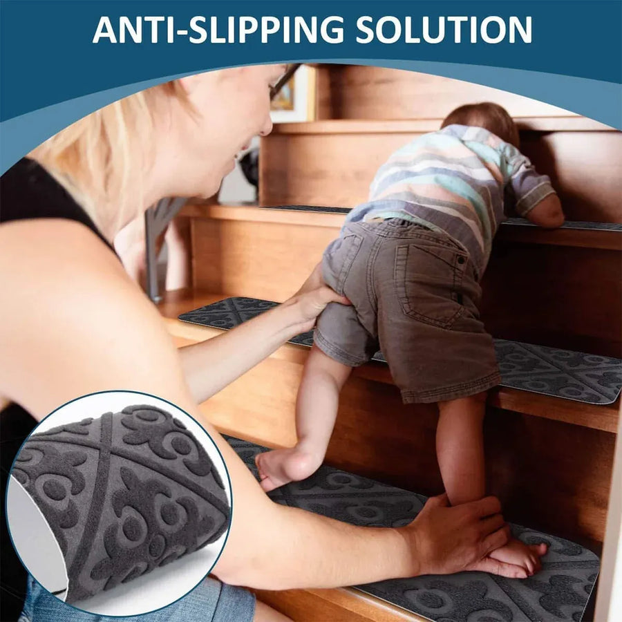 12PCS Non-Slip Carpet Stair Treads Indoor Step Mats for Home Use
