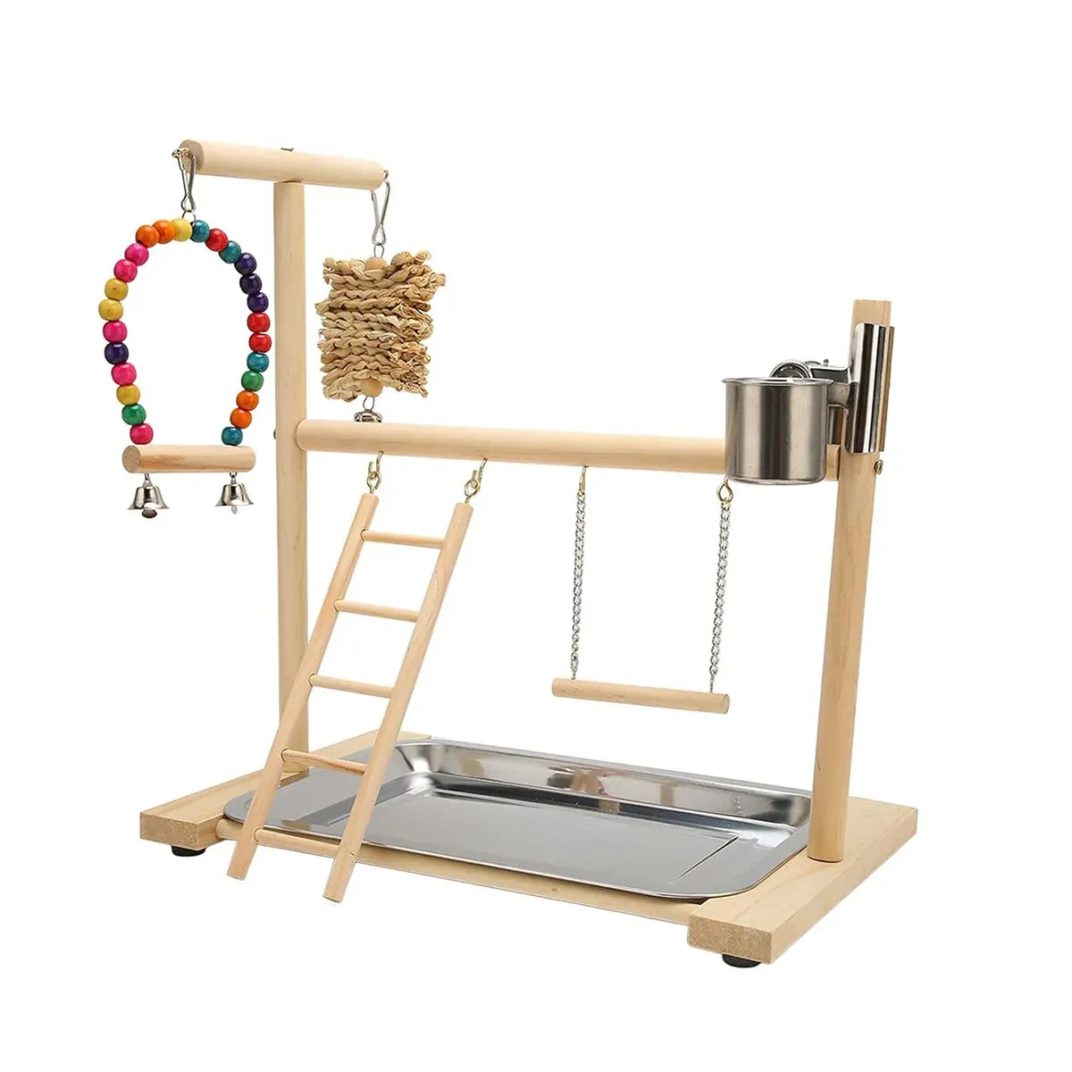 Parrot Wooden Playground Station Swing Climbing Ladder Cage Rack Bird Perch Toy