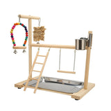 Parrot Wooden Playground Station Swing Climbing Ladder Cage Rack Bird Perch Toy - Front View
