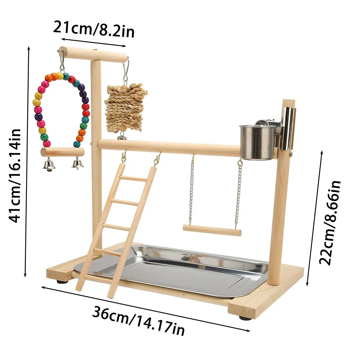 Parrot Wooden Playground Station Swing Climbing Ladder Cage Rack Bird Perch Toy