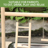 Parrot Wooden Playground Station Swing Climbing Ladder Cage Rack Bird Perch Toy - Top-Down View