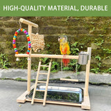 Parrot Wooden Playground Station Swing Climbing Ladder Cage Rack Bird Perch Toy - Rear View