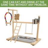 Parrot Wooden Playground Station Swing Climbing Ladder Cage Rack Bird Perch Toy - Low Angle