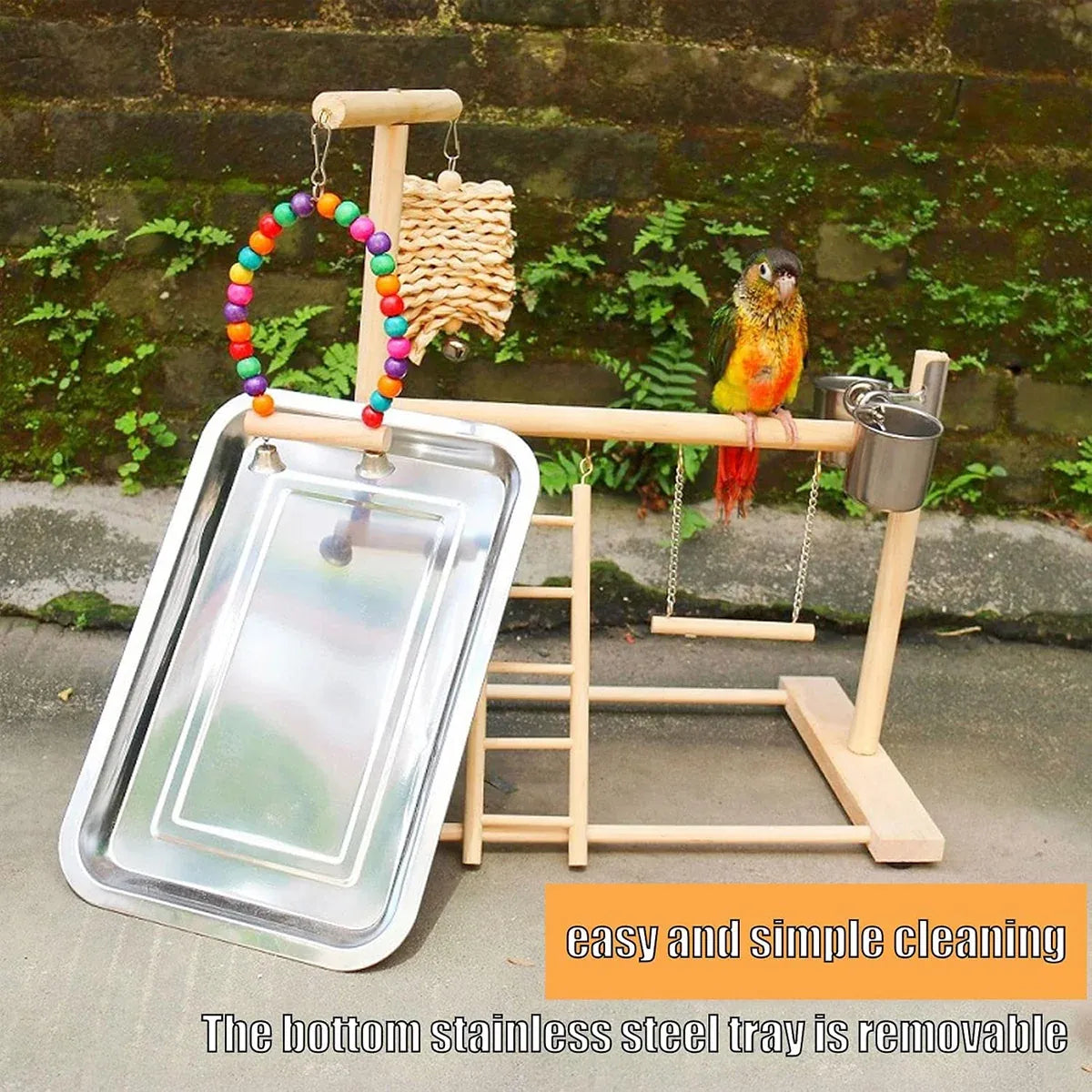 Parrot Wooden Playground Station Swing Climbing Ladder Cage Rack Bird Perch Toy