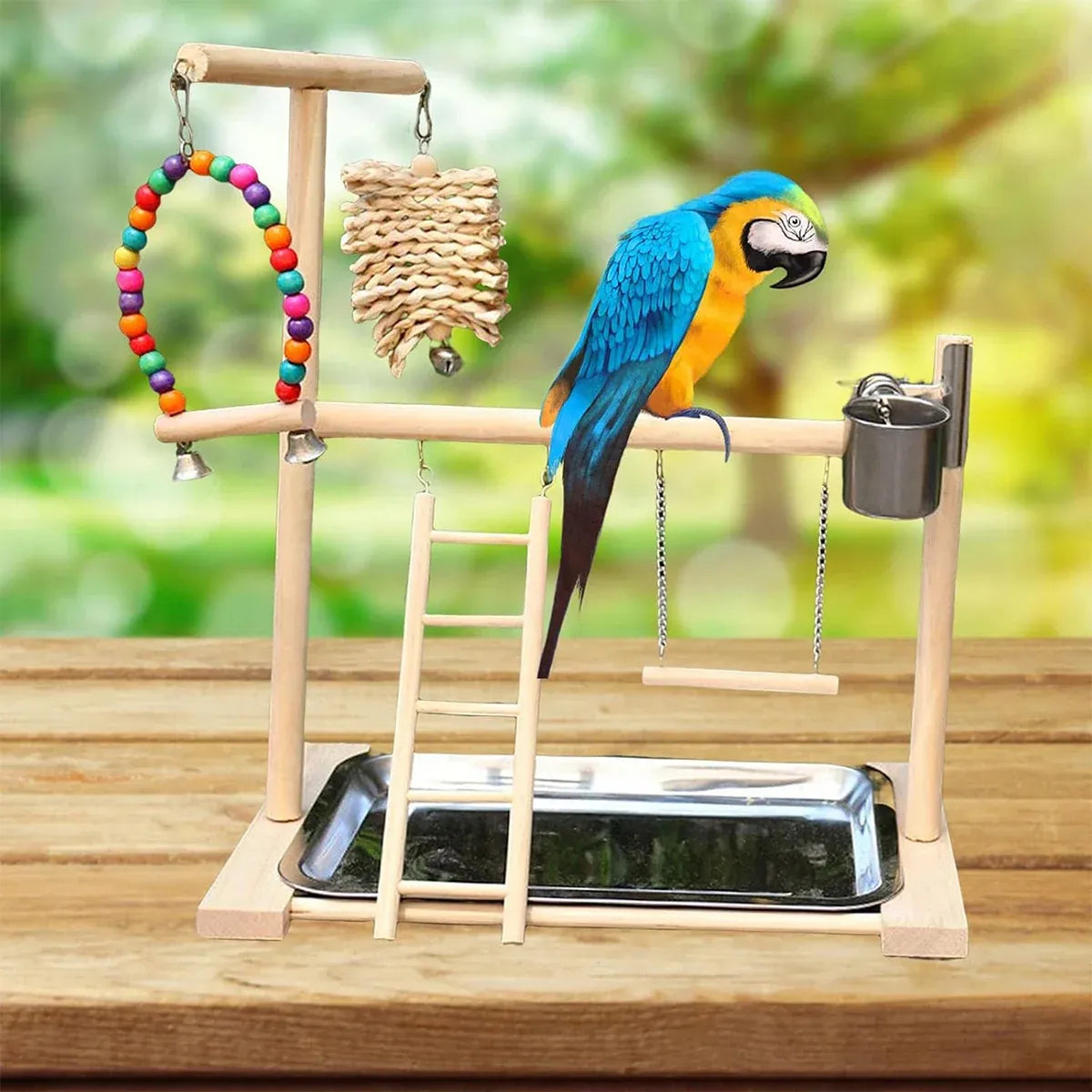 Parrot Wooden Playground Station Swing Climbing Ladder Cage Rack Bird Perch Toy