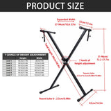 X-type Electronic Keyboard Stand Adjustable Height for Piano Keyboard Studio - Side View