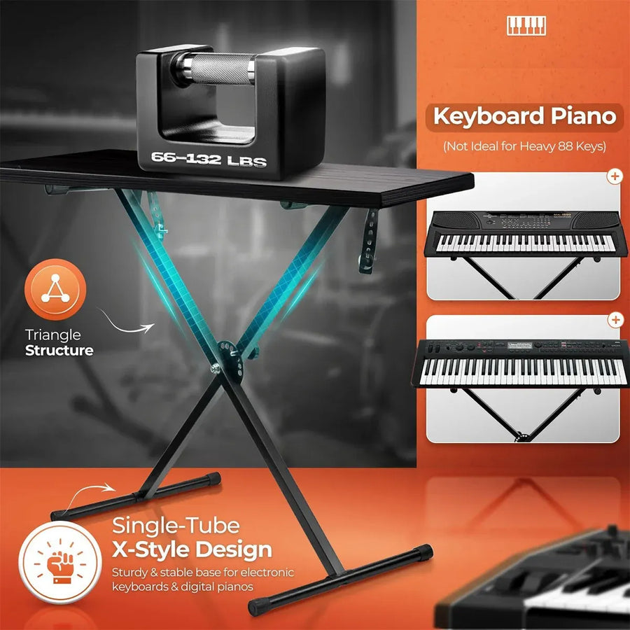 X-type Electronic Keyboard Stand Adjustable Height for Piano Keyboard Studio