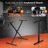 X-type Electronic Keyboard Stand Adjustable Height for Piano Keyboard Studio - Rear View