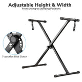 X-type Electronic Keyboard Stand Adjustable Height for Piano Keyboard Studio - Low Angle