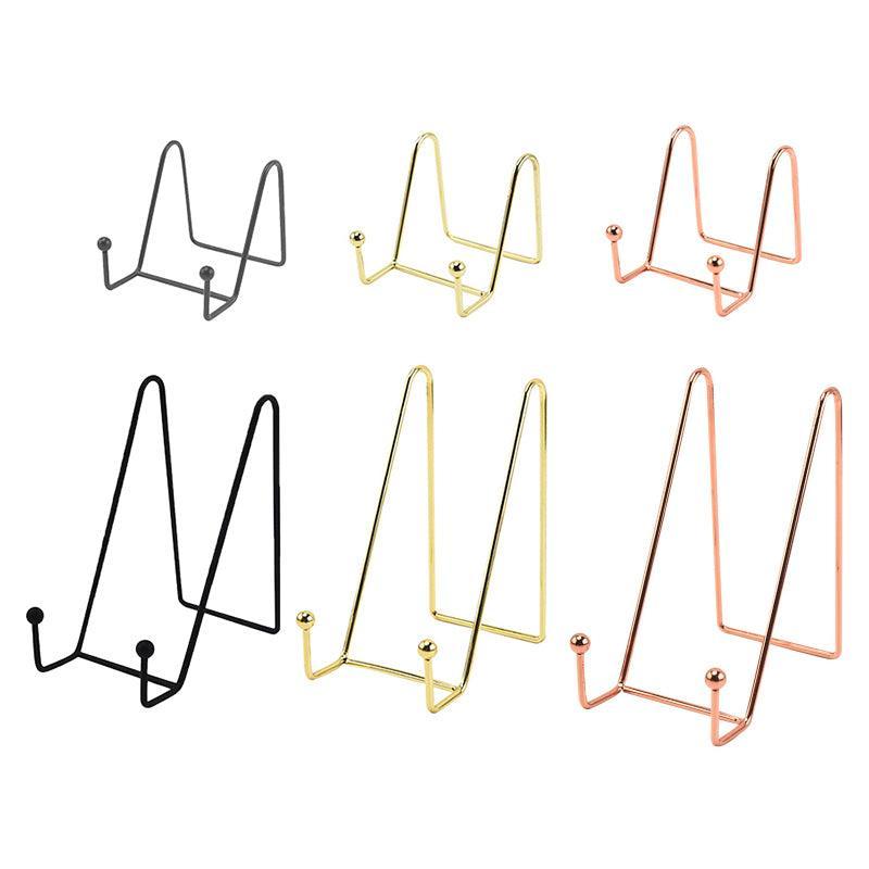 Iron Display Stand Dish Rack-Plate Bowl Picture Frame Photo Book Pedestal Holder - Gold-L