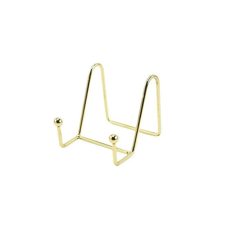 Iron Display Stand Dish Rack-Plate Bowl Picture Frame Photo Book Pedestal Holder - Gold-S
