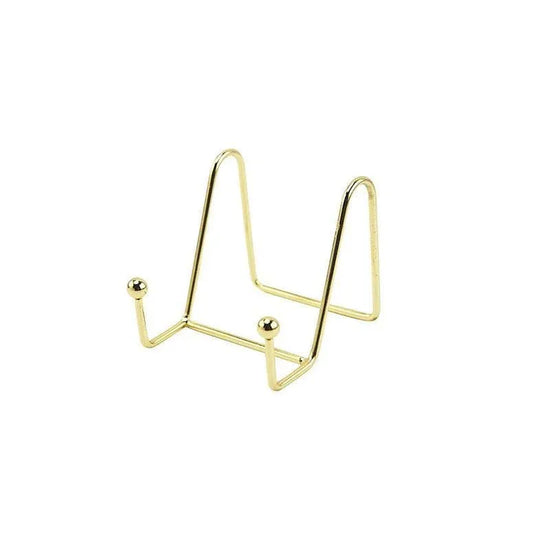 Iron Display Stand Dish Rack-Plate Bowl Picture Frame Photo Book Pedestal Holder - Gold-S