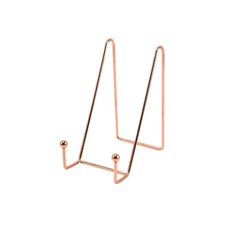 Iron Display Stand Dish Rack-Plate Bowl Picture Frame Photo Book Pedestal Holder - Rose Gold-L