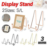 Iron Display Stand Dish Rack-Plate Bowl Picture Frame Photo Book Pedestal Holder - Rose Gold-L - Front View