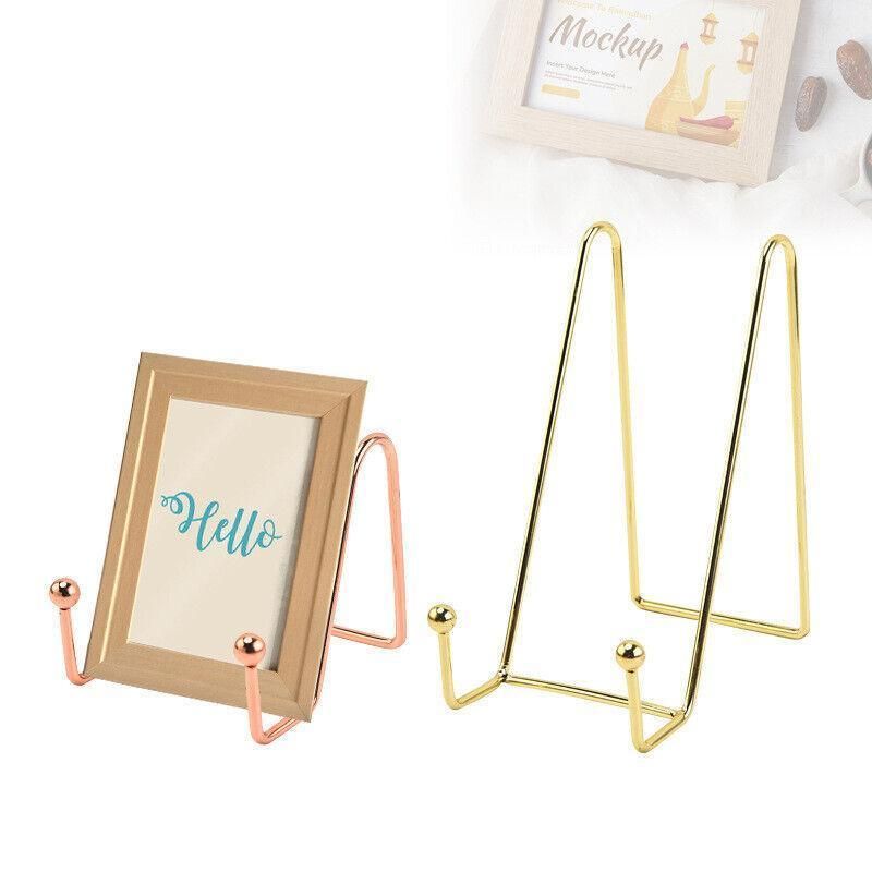 Iron Display Stand Dish Rack-Plate Bowl Picture Frame Photo Book Pedestal Holder - Rose Gold-L