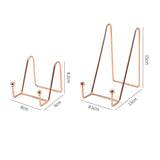 Iron Display Stand Dish Rack-Plate Bowl Picture Frame Photo Book Pedestal Holder - Rose Gold-L