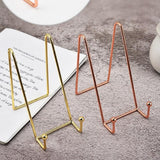 Iron Display Stand Dish Rack-Plate Bowl Picture Frame Photo Book Pedestal Holder - Rose Gold-L