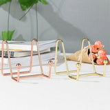 Iron Display Stand Dish Rack-Plate Bowl Picture Frame Photo Book Pedestal Holder - Rose Gold-L