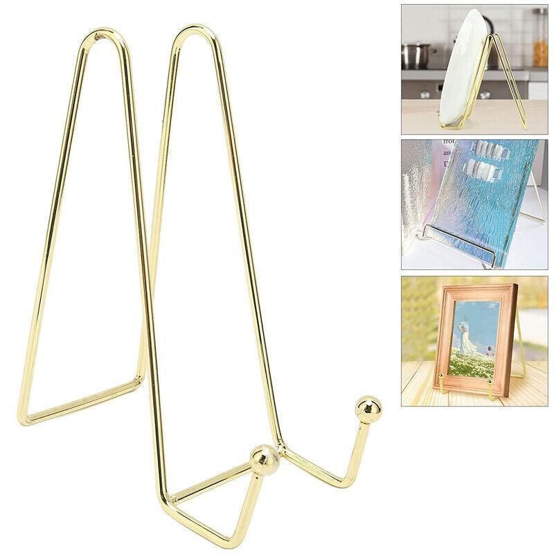 Iron Display Stand Dish Rack-Plate Bowl Picture Frame Photo Book Pedestal Holder - Rose Gold-L