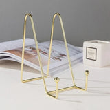 Iron Display Stand Dish Rack-Plate Bowl Picture Frame Photo Book Pedestal Holder - Rose Gold-L - Extra Image