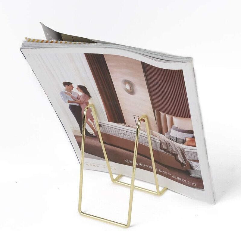 Iron Display Stand Dish Rack-Plate Bowl Picture Frame Photo Book Pedestal Holder - Rose Gold-L