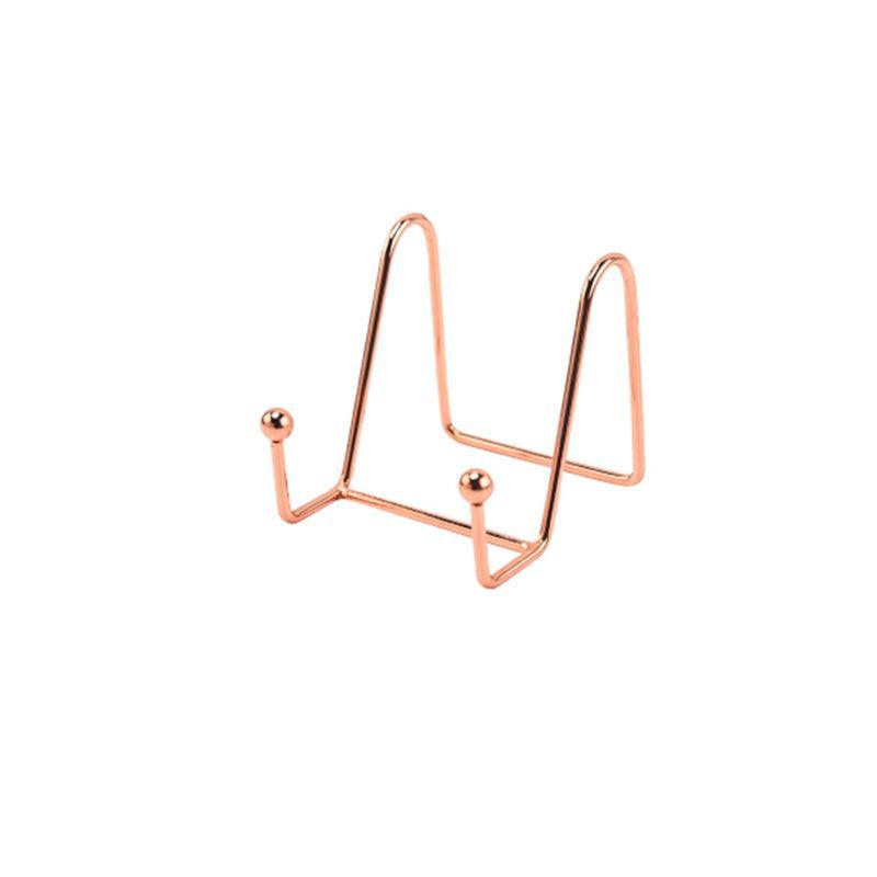 Iron Display Stand Dish Rack-Plate Bowl Picture Frame Photo Book Pedestal Holder - Rose Gold-L