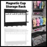 Magnetic Mug Organizer Cup Holder Wall Mount Storage for Kitchen Office Home Use - White - Front View