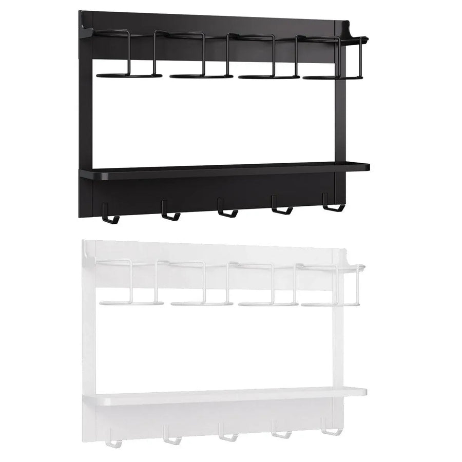 Magnetic Mug Organizer Cup Holder Wall Mount Storage for Kitchen Office Home Use - White