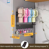 Magnetic Mug Organizer Cup Holder Wall Mount Storage for Kitchen Office Home Use - White - Low Angle