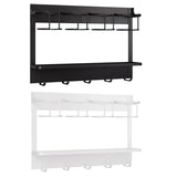 Magnetic Mug Organizer Cup Holder Wall Mount Storage for Kitchen Office Home Use - White - Front View