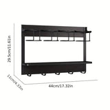 Magnetic Mug Organizer Cup Holder Wall Mount Storage for Kitchen Office Home Use - White - Side View