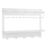 Magnetic Mug Organizer Cup Holder Wall Mount Storage for Kitchen Office Home Use - White - Close-Up Angle