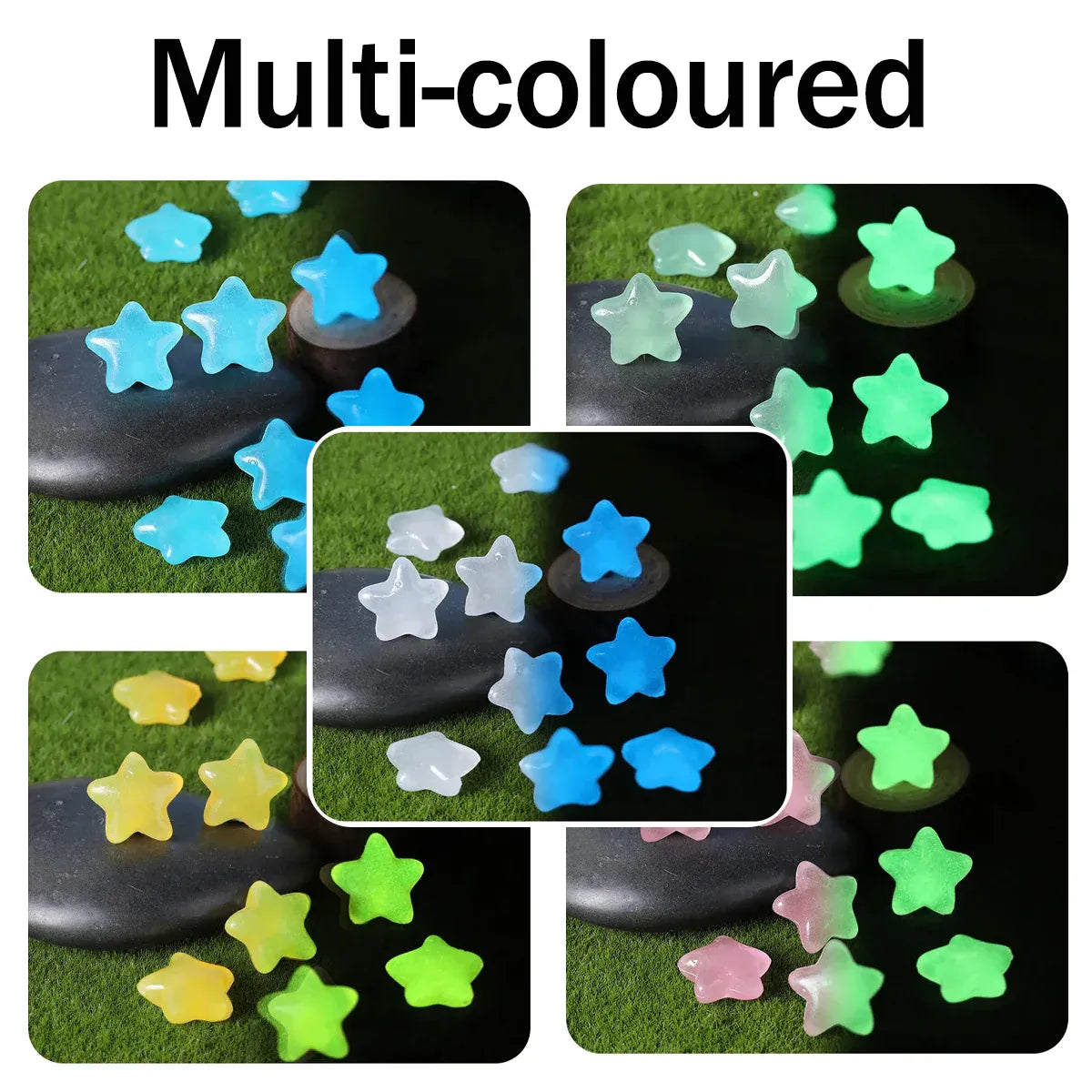 Luminous Stars Set 100PCS Fluorescent Five Pointed Plastic Stars DIY Decor