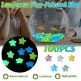 Luminous Stars Set 100PCS Fluorescent Five Pointed Plastic Stars DIY Decor