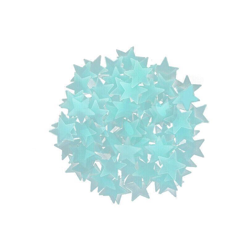 100 Pieces Glow-in-the-Dark Luminous Star Wall Stickers for Bedroom or Ceiling Decor - Green