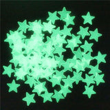 100 Pieces Glow-in-the-Dark Luminous Star Wall Stickers for Bedroom or Ceiling Decor - Yellow