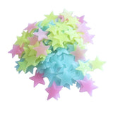 100 Pieces Glow-in-the-Dark Luminous Star Wall Stickers for Bedroom or Ceiling Decor - Yellow