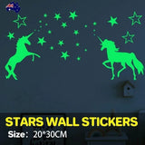 Glow In The Dark Unicorn Wall Stickers Stars Bedroom DIY Decor