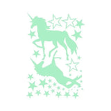 Glow In The Dark Unicorn Wall Stickers Stars Bedroom DIY Decor - Front View
