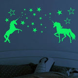 Glow In The Dark Unicorn Wall Stickers Stars Bedroom DIY Decor - Side View