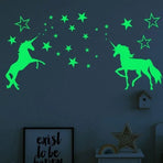 Glow In The Dark Unicorn Wall Stickers Stars Bedroom DIY Decor
