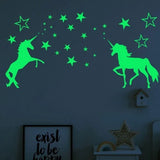 Glow In The Dark Unicorn Wall Stickers Stars Bedroom DIY Decor - Top-Down View