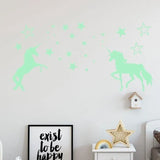 Glow In The Dark Unicorn Wall Stickers Stars Bedroom DIY Decor - Rear View