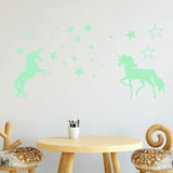Glow In The Dark Unicorn Wall Stickers Stars Bedroom DIY Decor - Close-Up Angle