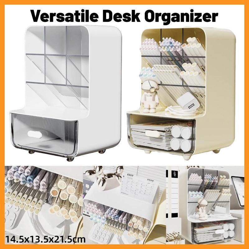 Slant Plug Pen Holder Stationery Organizer Desktop Clutter Storage Office Desk - Beige